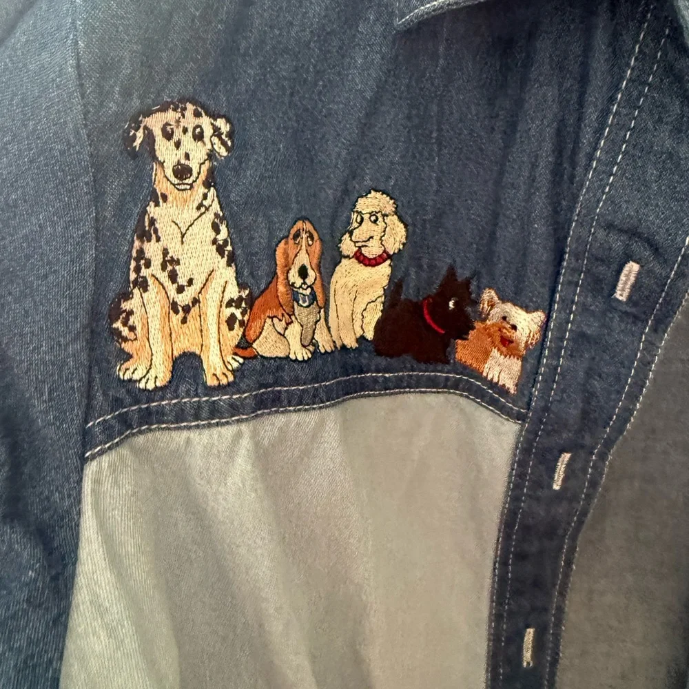Denim Embroidered Dog Shirt - Picture 3 of 6